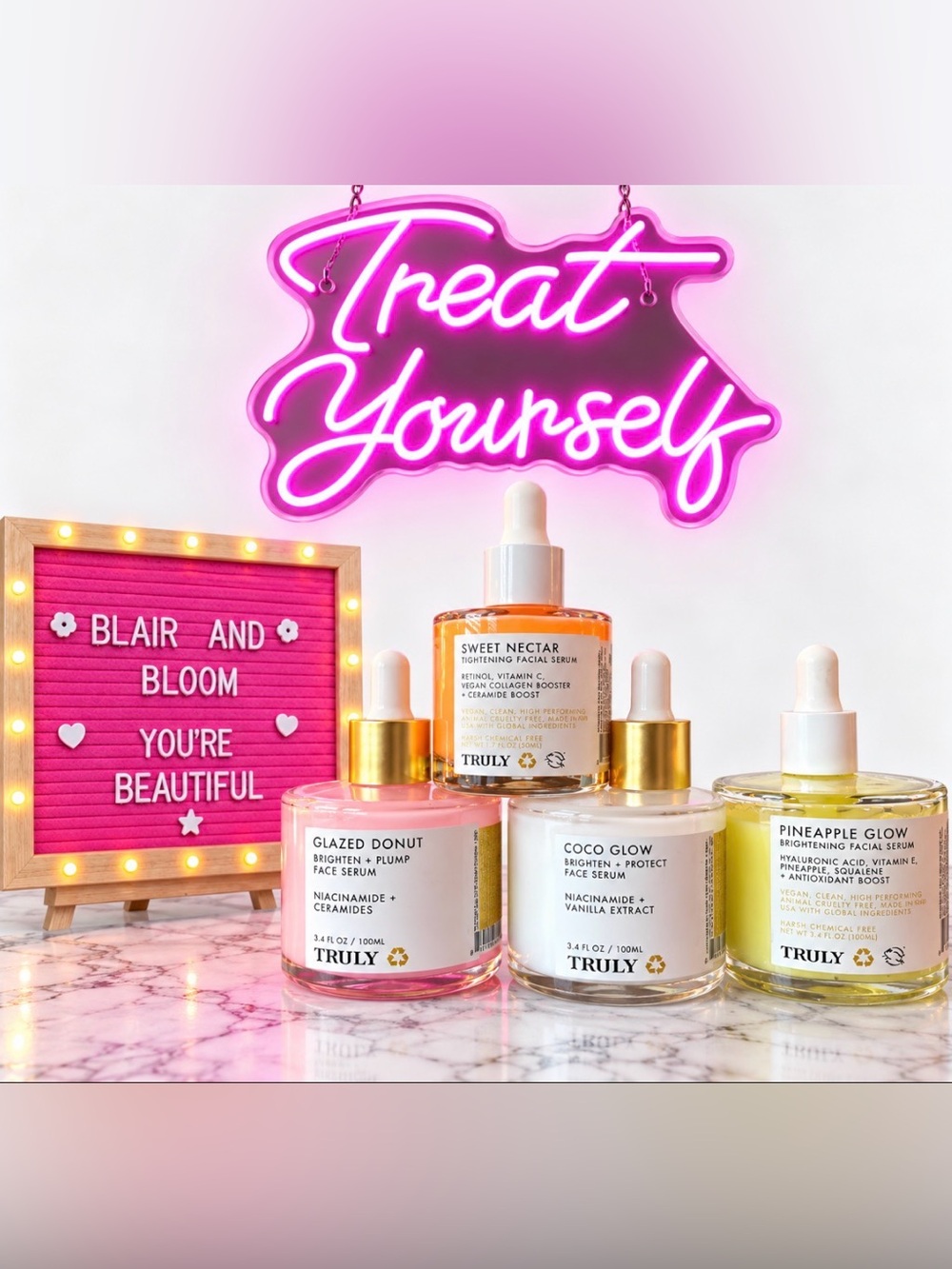 Truly Beauty Sweet Nectar, Coco Glow, Glazed Donut, Pineapple Glow Serum Bundle
